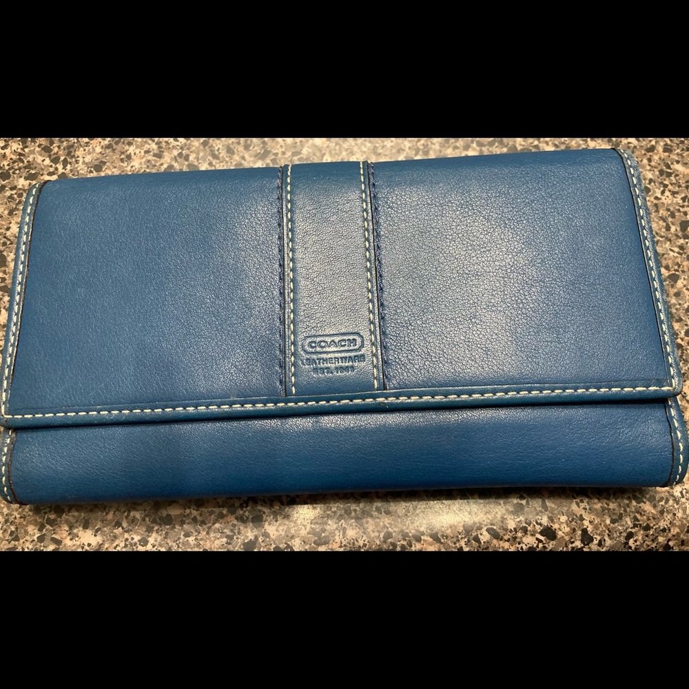 Vintage Blue Coach Leather Wallet